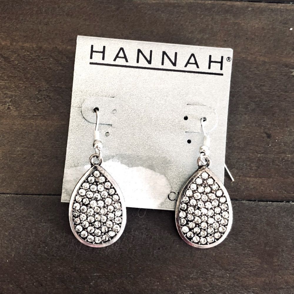 Hannah Silver Teardrop Crystal Rhinestone Earrings